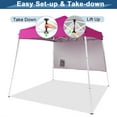 thumbnail image 3 of Zimtown 6x6 ft Pop Up Canopy Tent,Slant Legs,Outdoor Canopy One Button Open with Carry Bag,1 Sidewall,Pink, 3 of 8