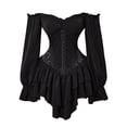 thumbnail image 6 of SRZYMJ Women High Waist Lace Up Tiered Ruffle Skirt Textured Fabric Bodycon Asymmetrical Hi Low Hem Gothic Steampunk Party Cocktail Midi Skirt XXS, 6 of 8
