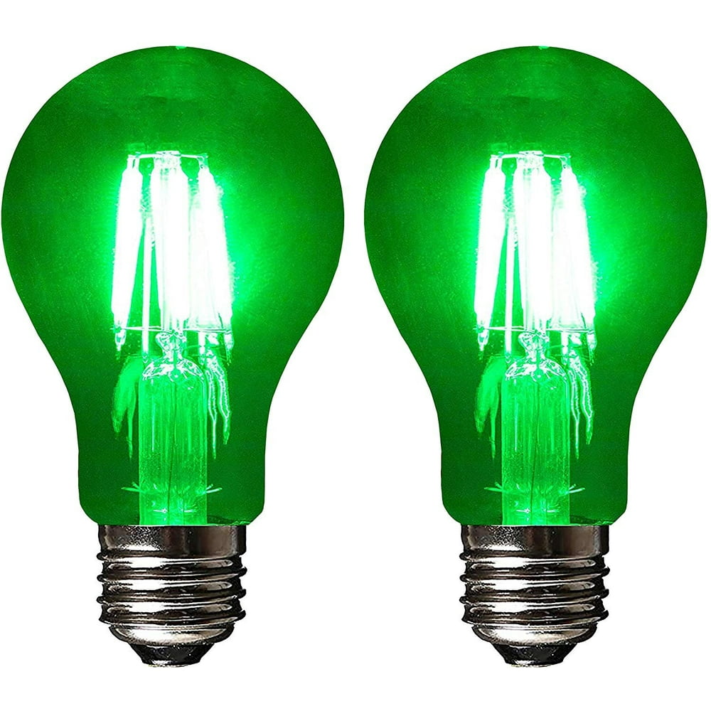 SleekLighting LED 6Watt Filament A19 Green Colored Light Bulbs Dimmable