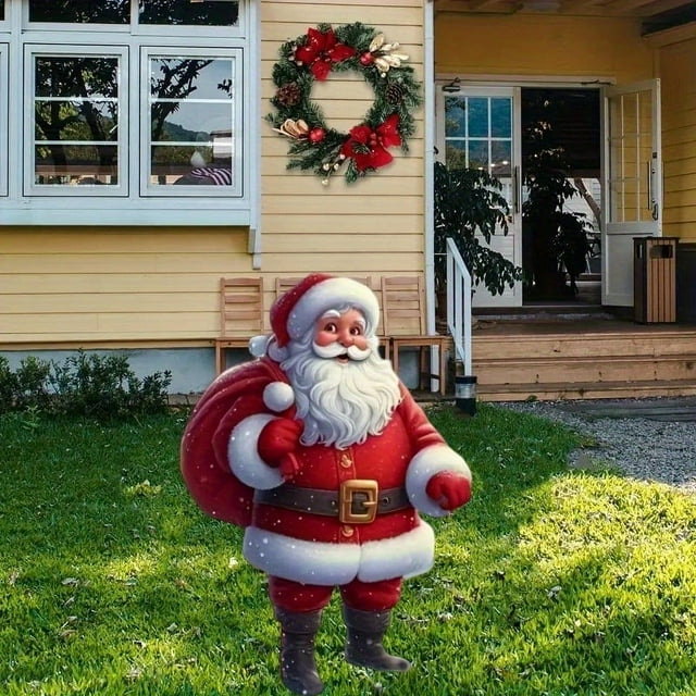 Xihbxyly Estacas de Papá Noel para Jardín, Bonita Decoración Navideña, Colores Brillantes y Diseños Encantadores, Decoración para Patio, Balcón, Jardín, Fiestas Navideñas, Paquete de 3, Material de M