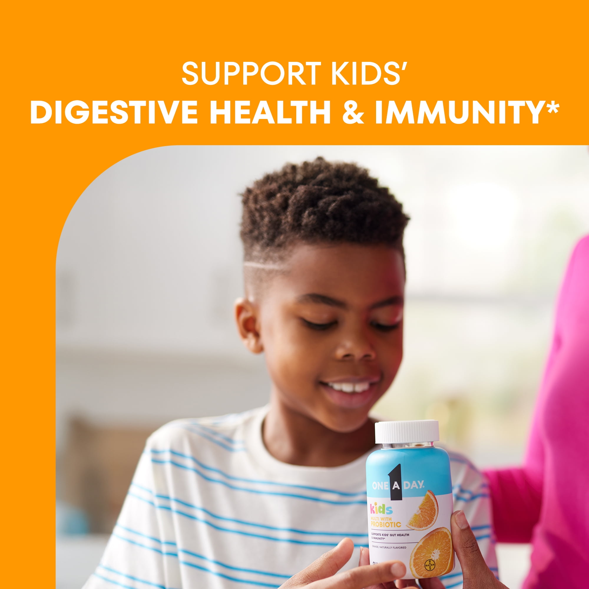 One A Day Kids Multivitamins Gummies with Immune Support, and Probiotics for kids Gut Health, Orange Flavor, 60 Count
