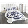 thumbnail image 3 of Ambesonne Rock Music Quilted Bedspread Set 3 Pcs, Vintage Sun Stamp, Queen Size, Cobalt Blue, 3 of 5