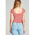 thumbnail image 3 of Women & Junior Solid Basic Short Sleeve Scoop Neck Bodysuit, 3 of 4