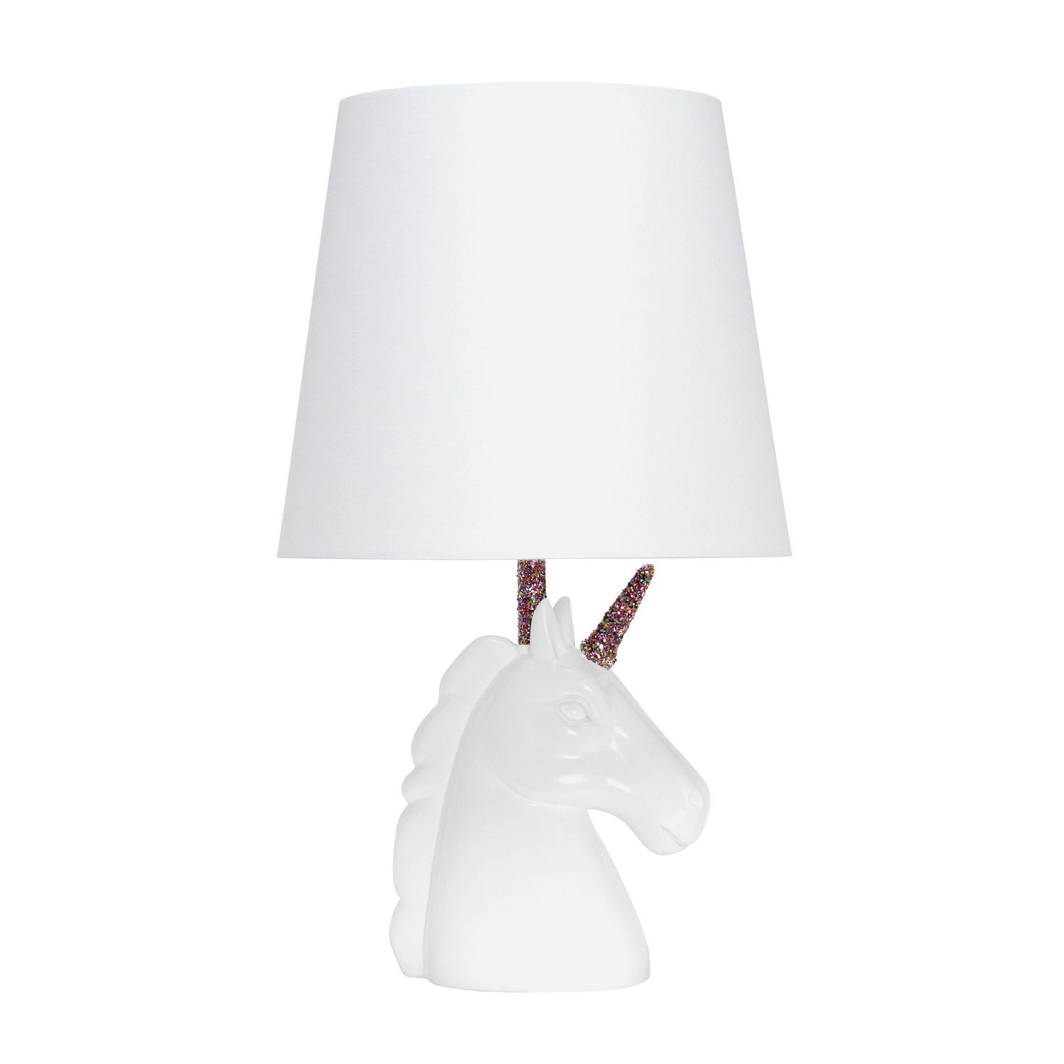 Simple Designs Sparkling White Unicorn Table Lamp