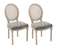 Grey Leather - Rattan Back