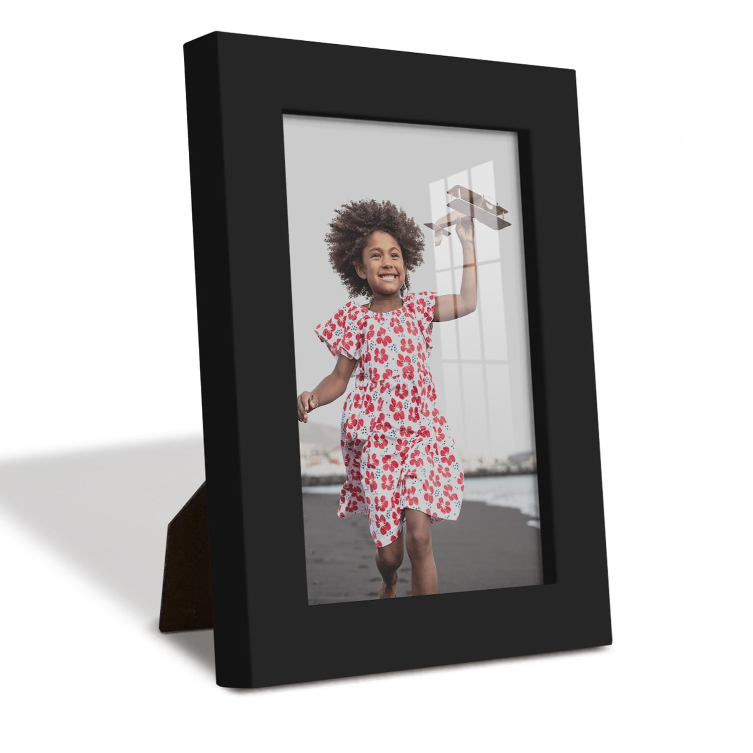 Modern 4 in. x 6 in. Black Picture Frame (Set of 2)