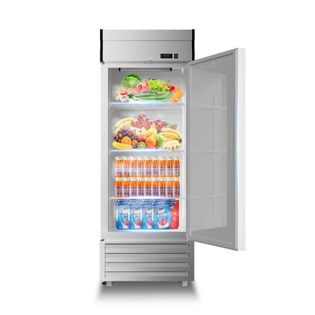 product image of 27"W 23 Cu.ft Commercial Refrigerator, NSF Stainless Steel Upright Reach-in, Solid Locked Door Dynamic Cooling with Lighting Temperature 33°F-41°F for Restaurant Bar Shop Residential