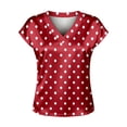 thumbnail image 4 of YMNXA Womens T Shirts Short Sleeve V Neck Polka Dot Print Slim Fit Fashion Soft Breathable Tee Top For Casual Daily Wear,Red,XXXXXL, 4 of 4