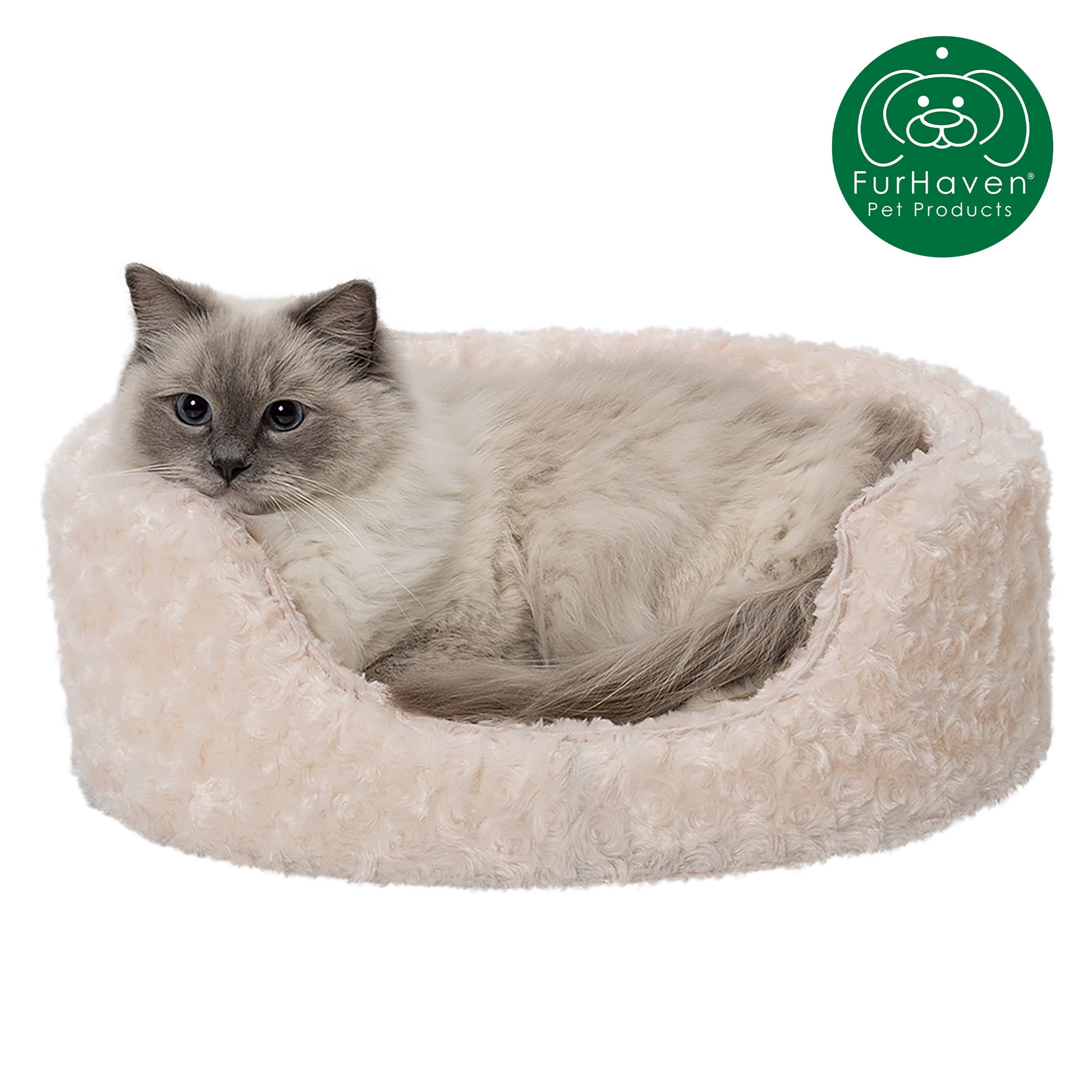FurHaven Ultra Plush Small Pet Bed with Removable Pillow, Cream