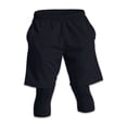 thumbnail image 3 of Athletic Running Shorts for Men 2 in 1 Elastic Waist Summer Shorts with Layered Compression Capri Leggings, 3 of 3