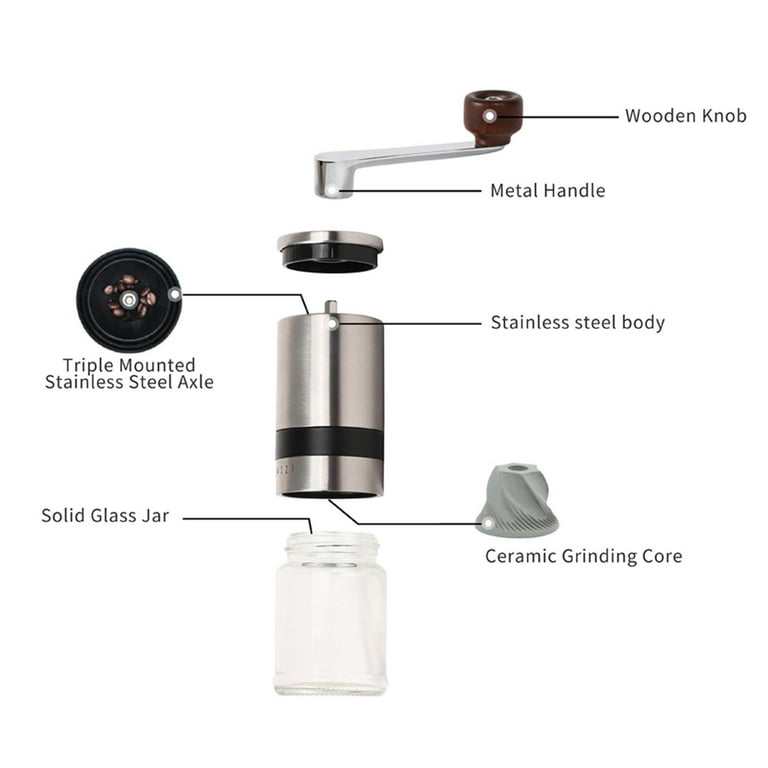 Lasting Coffee Manual Coffee Grinder with Stainless Steel Burr | Premium  Conical Whole Bean Hand Mill with Adjustable Settings | Portable Hand Crank