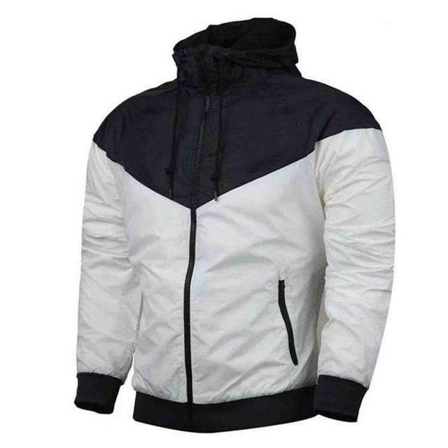 KIHOUT Men's Waterproof Shell Jacket Windbreaker Hooded Colorblock Rain Coat for Outdoor Hiking Climbing Traveling