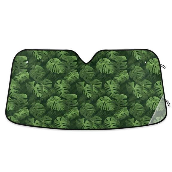 3d Monstera Leaves Car Windshield Sun Shade Foldable Car Front Window Visor Heat and UV Protection 53x23.5