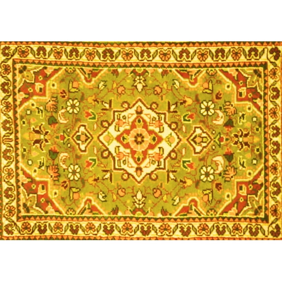 Ahgly Company Indoor Rectangle Medallion Yellow Traditional Area Rugs, 8' x 10'
