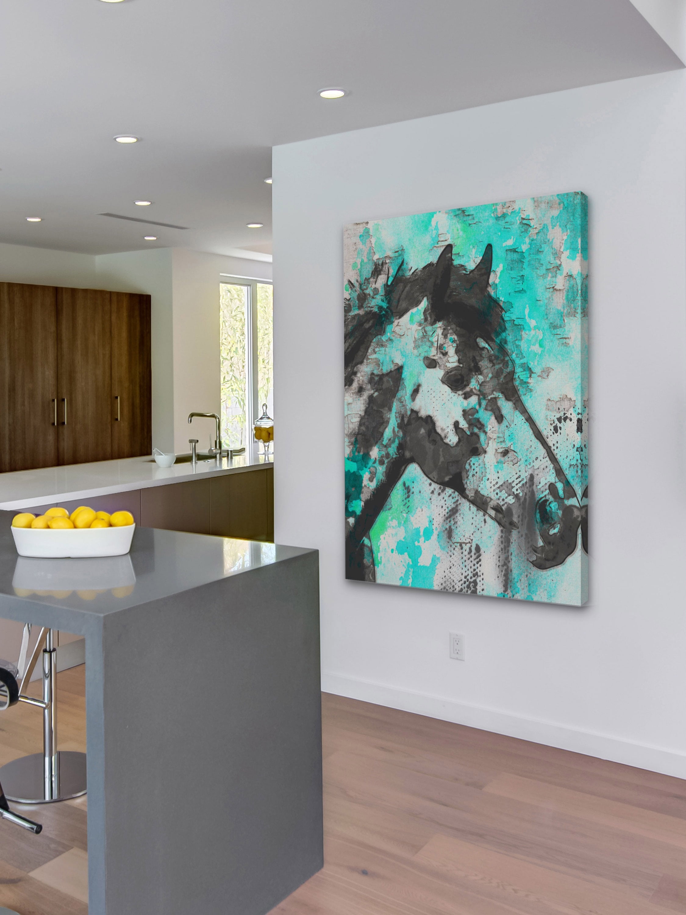 "Star Bright Aqua" Painting Print on Wrapped Canvas