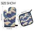thumbnail image 2 of Yayeee Oven Mitts and Pot Holder Set of 2 Heat Resistant Kitchen Gloves Baking Hot Pad, Blue Wave Pattern, 2 of 5