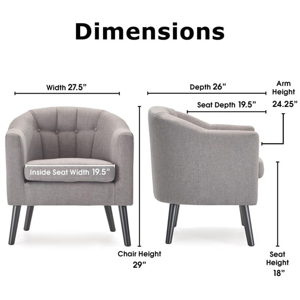 Adore Decor Ivey Modern Tufted Fabric Accent Chair in Gray