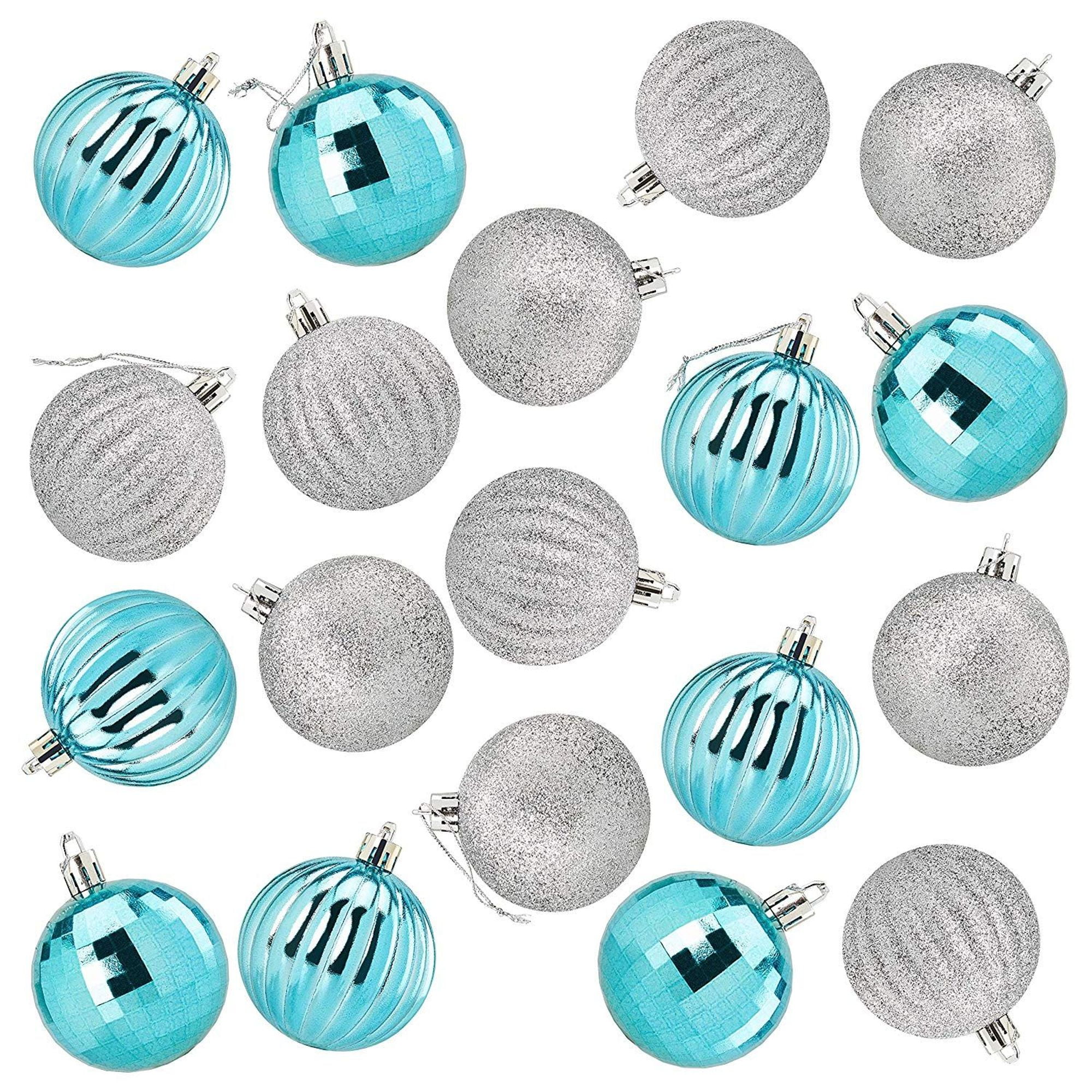 48Pack Mini Christmas Tree Ornaments Silver and White Shatterproof
