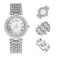 thumbnail image 3 of Conjunto de reloj y pulsera con diamantes de imitación (2 piezas). Reloj de cuarzo brillante para mujer., 3 of 8