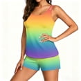 thumbnail image 7 of Two Piece Tankini Swimsuits for Women Gradient Tummy Control Bathing Suit with Shorts Athletic Swimwear, L, 7 of 7