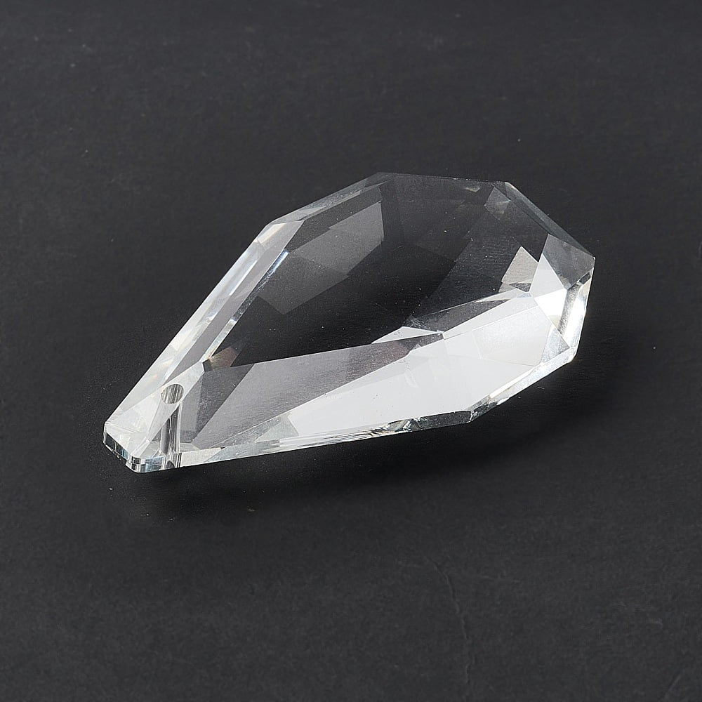 15 pc Transparent Glass Big Pendants for Chandelier Hanging Pendants Faceted Teardrop Clear 62.5x34x17.5mm Hole: 1.8mm