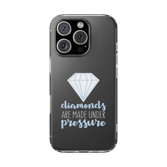 DistinctInk Clear Hybrid Case for Apple iPhone 16 Pro (6.3" Screen) - Diamonds Are Made Under Pressure - Slim Profile Design