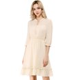 thumbnail image 2 of INSPIRE CHIC Women's Ruffle Hem 3/4 Sleeve Smocked a-Line Dress, 2 of 6