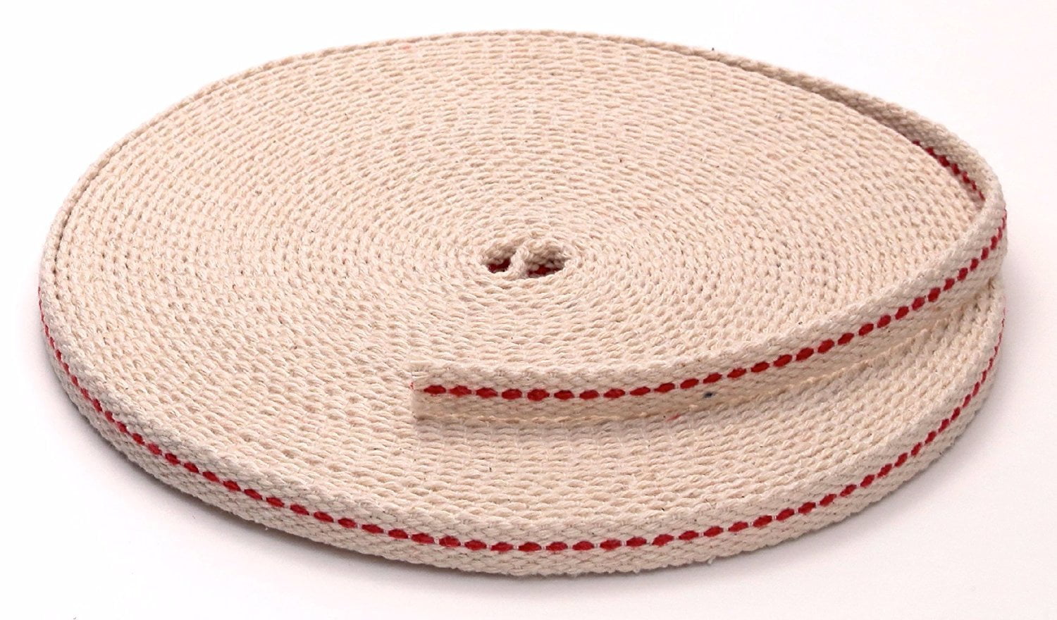 Light Of Mine 3/8 Inch 100% Cotton Flat Wick 6 Foot Roll for Paraffin Oil or Kerosene Based Lanterns and Oil Lamps with Genuine Red Stitch 3/8