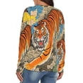thumbnail image 4 of Fierce Tiger Majestic Clouds Flowers Art V-neck Sweater Winter Clothes Long Sleeve Knitwear Sweater Women's Pullover, 4 of 5
