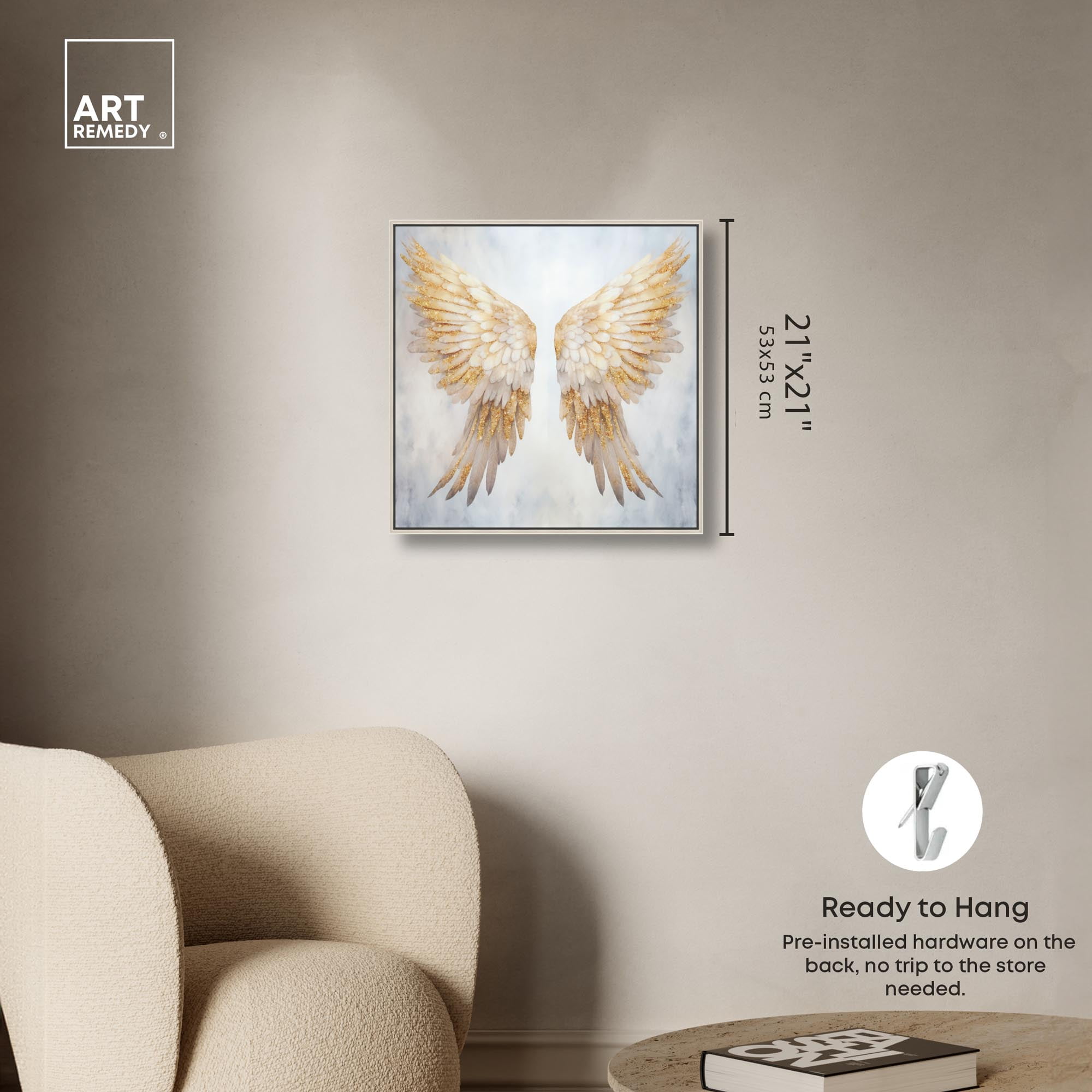 Elegant Angel Wings Canvas Elegant White Gold Wall Art by Art