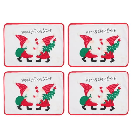 

4PCS Xmas Decorative Placemat Embroidery Home Placemat Chritmas Table Mat Decor