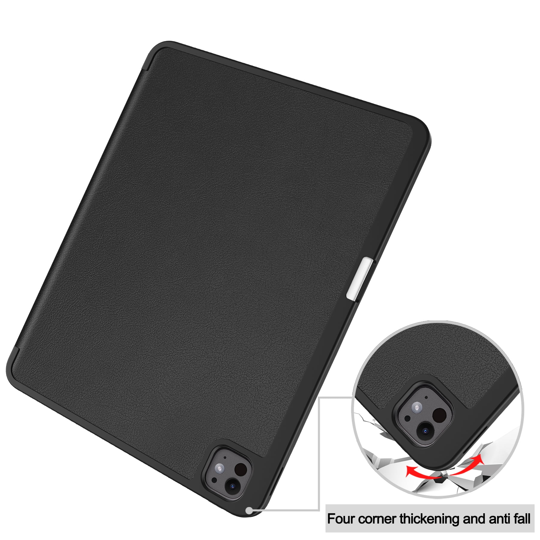 ShellTech Case for iPad Pro 13 inch 2024 with Pencil Holder,Slim Leather Smart  Auto Wake/Sleep Cover Full Body Protective Trifold Stand Soft TPU Back Case For iPad Pro 13" 2024,Black