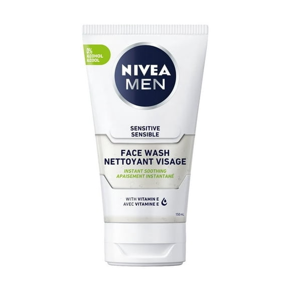 NIVEA MEN Sensitive Skin Face Wash, Mild Soap Free Cleanser with No Drying Alcohol, Men's Face Wash Enriched with Chamomile and Vitamin E for Sensitive Skin