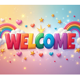 thumbnail image 4 of Colorful Welcome Banner with Confetti and Balloons Party Decoration Backdrop Bunting Flags Celebration Background Event Photography Props, 4 of 4