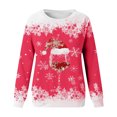 thumbnail image 4 of WEAIXIMIUNG Robe Chandail en Molleton Grande Taille Femmes Mode Automne et Hiver Loisirs Vacances Rouge Flocon de Neige Imprimé de Noël Col Rond Manches Longues Sweat à Capuche, 4 of 4