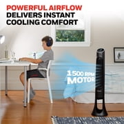 مروحة برجية متذبذبة من Honeywell 40 Black Quiet Set، قوة دوران الهواء 30 قدمًا، 5 سرعات، مؤقت إيقاف التشغيل التلقائي، HYF260B