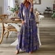 thumbnail image 1 of Vestido De Mujer Bohemio vestido largo botón dama Maxi vestido estampado manga acampanada traje de playa Ygjytge Púrpura Xxxl para Mujer, 1 of 8