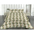 thumbnail image 2 of Ambesonne Nasturtium Quilted Bedspread Set 3 Pcs, Fantasy Jungle Artwork, King, Jade Green Pastel Green, 2 of 4