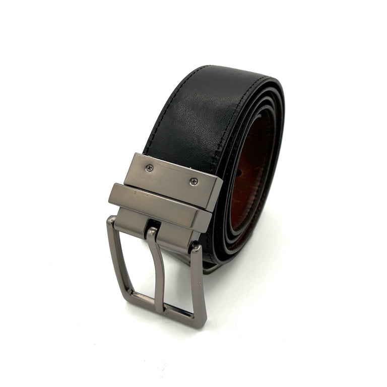 George Men's Reversible Leather Belt, 35MM Brown and Black photo 4