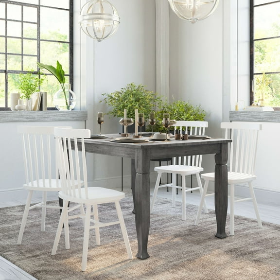 Emma Oliver 47" Rectangle Wood Dining Table for 4 with Turned Wooden Legs in Antique Gray