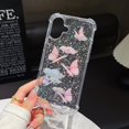 thumbnail image 3 of For iPhone 16 6.1" Glitter Case with Pink Butterfly, Shockproof Protective Phone Cover Women Girls Soft Flexible TPU Stars Sparkle Glitter Anti-Scratch Bling Case for iPhone 16 6.1 inch, Pink, 3 of 11
