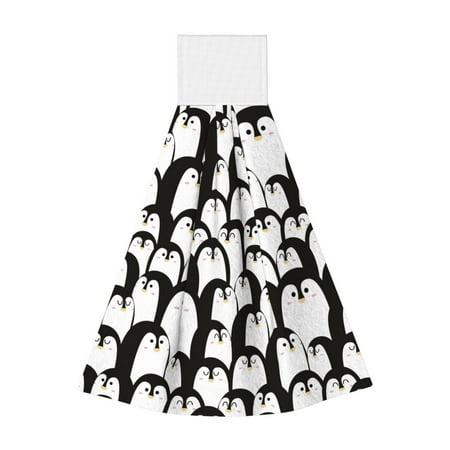

Sikiie Cartoon Penguin Hand Towel with Loop Hanging Towel Absorbent Tie Towels for Kitchen Tea Bar Bathroom Decor