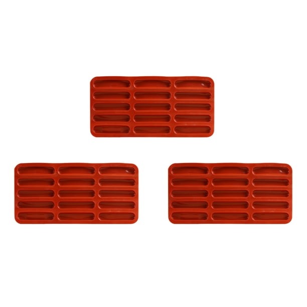 3X Molde de Silicona para Galletas con Dedos de Tiramisú, Molde para Hornear Barras de Cereales con 15 Cavidades, Molde para Barras de Chocolate, Molde de Silicona con Tiras Largas