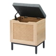 thumbnail image 1 of Yeshouse Baúl de ratán natural con tapa abatible, banco zapatero con cojín, organizador de madera para la entrada, dormitorio, sala de estar, pasillo, banco zapatero y otomana, roble, 1 of 8