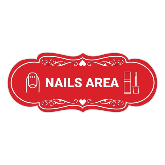 Signs ByLITA Designer Nails Area Makeup Area Sign (Red) - Large