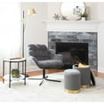 thumbnail image 4 of Lumisource Marla Contemporary Nesting Pleated Ottoman Set in Gold Metal and Grey Velvet, 4 of 11