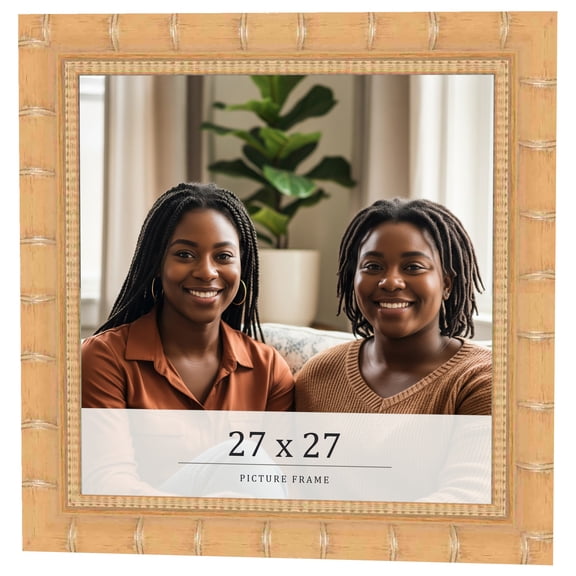 27x27 Light Brown Bamboo Real Wood Picture Frame Width 1.5 inches | Interior Frame Depth 0.5 inches