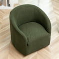 thumbnail image 5 of 32" Wide Modern Boucle Swivel Barrel Chair, No Assembly Round Upholstered Swivel Accent Armchair for Living Room, Bedroom, Office (Green), 5 of 11