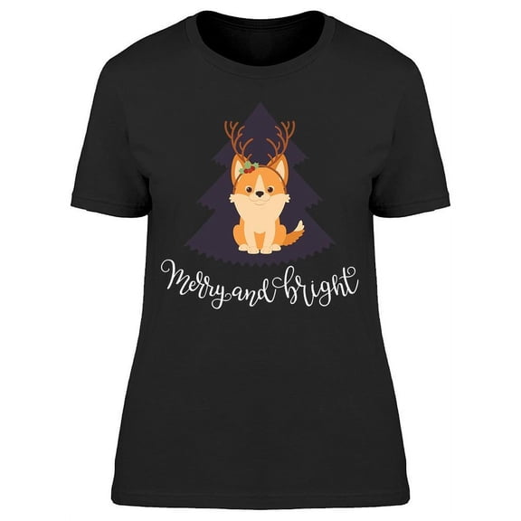 Corgi, Merry And Bright T-Shirt Women -Image by Shutterstock, Female XX-Large