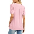 thumbnail image 5 of JWD Womens Shirts Casual V Neck Tshirts Puff Short Sleeve Summer Tops Tunic Blouses Pink M, 5 of 6